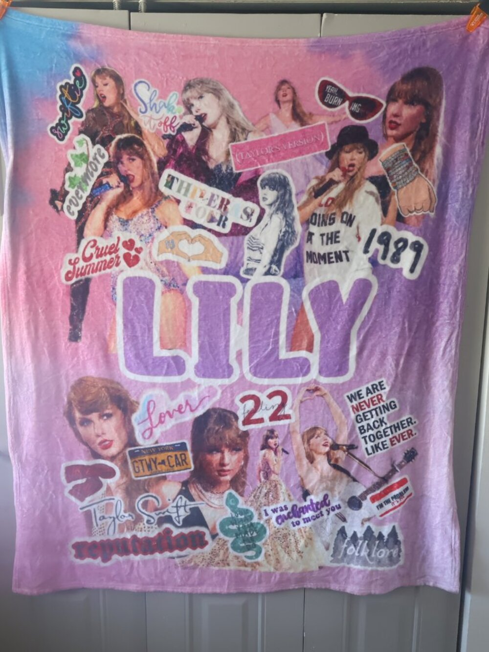 Taylor Swift custom cozy Eras Tour fleece blanket collage of her iconic album OS